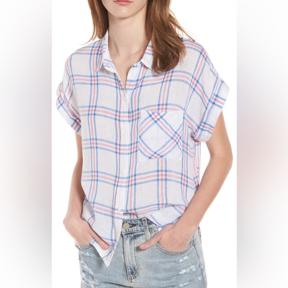 Rails Linen Blend Whitney Plaid Top - image 1